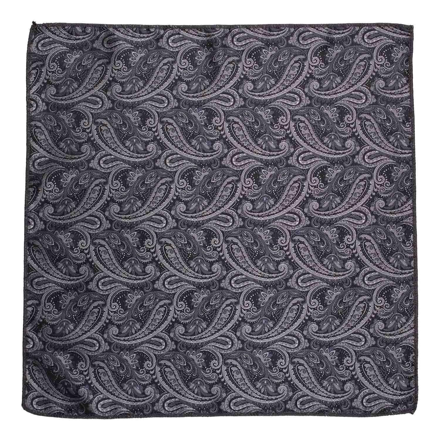 Custom Grey Paisley Bow Tie and Pocket Square Gift Set for Men