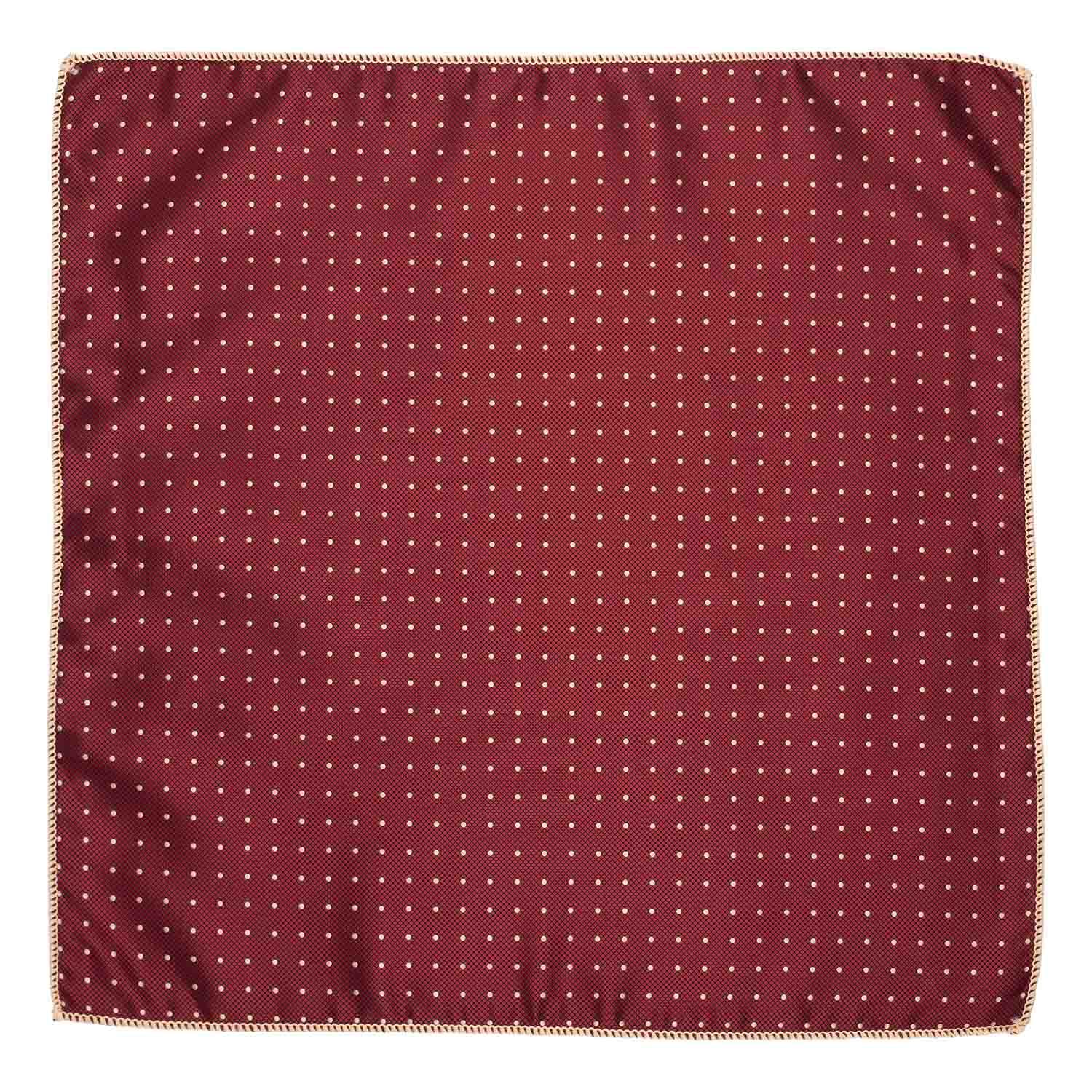 Revolve Maroon and Yellow Mini Polka Bow Tie and Pocket Square Gift Set for Men