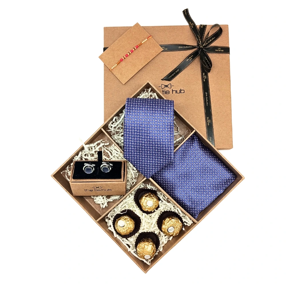 Blue Polka Microfiber Gift Set with Chocolate for Men
