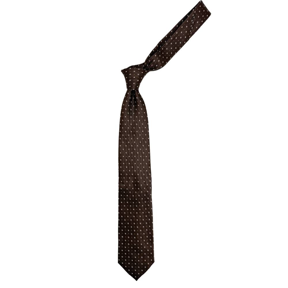 Brown Polka Dot Microfiber Necktie and Pocket Square Gift Set for Men