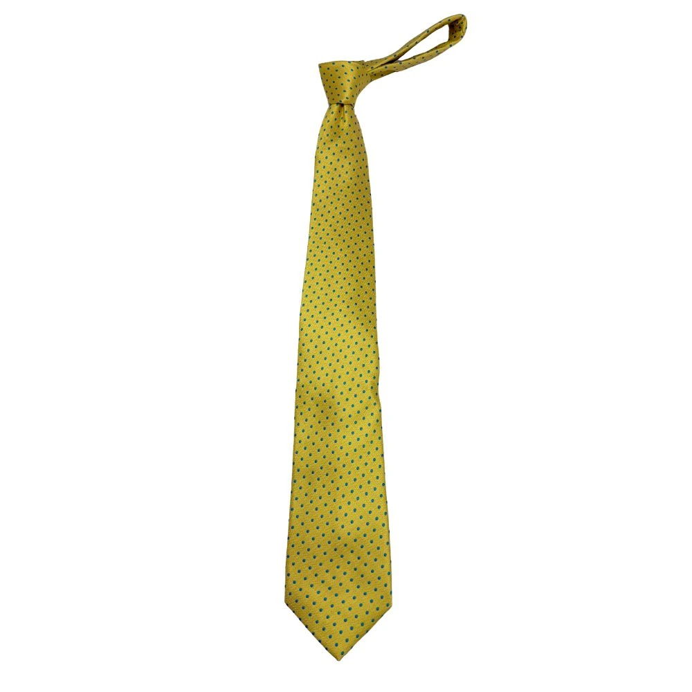 Yellow with Blue Polka Microfiber Necktie and Pocket Square Gift Set for Men