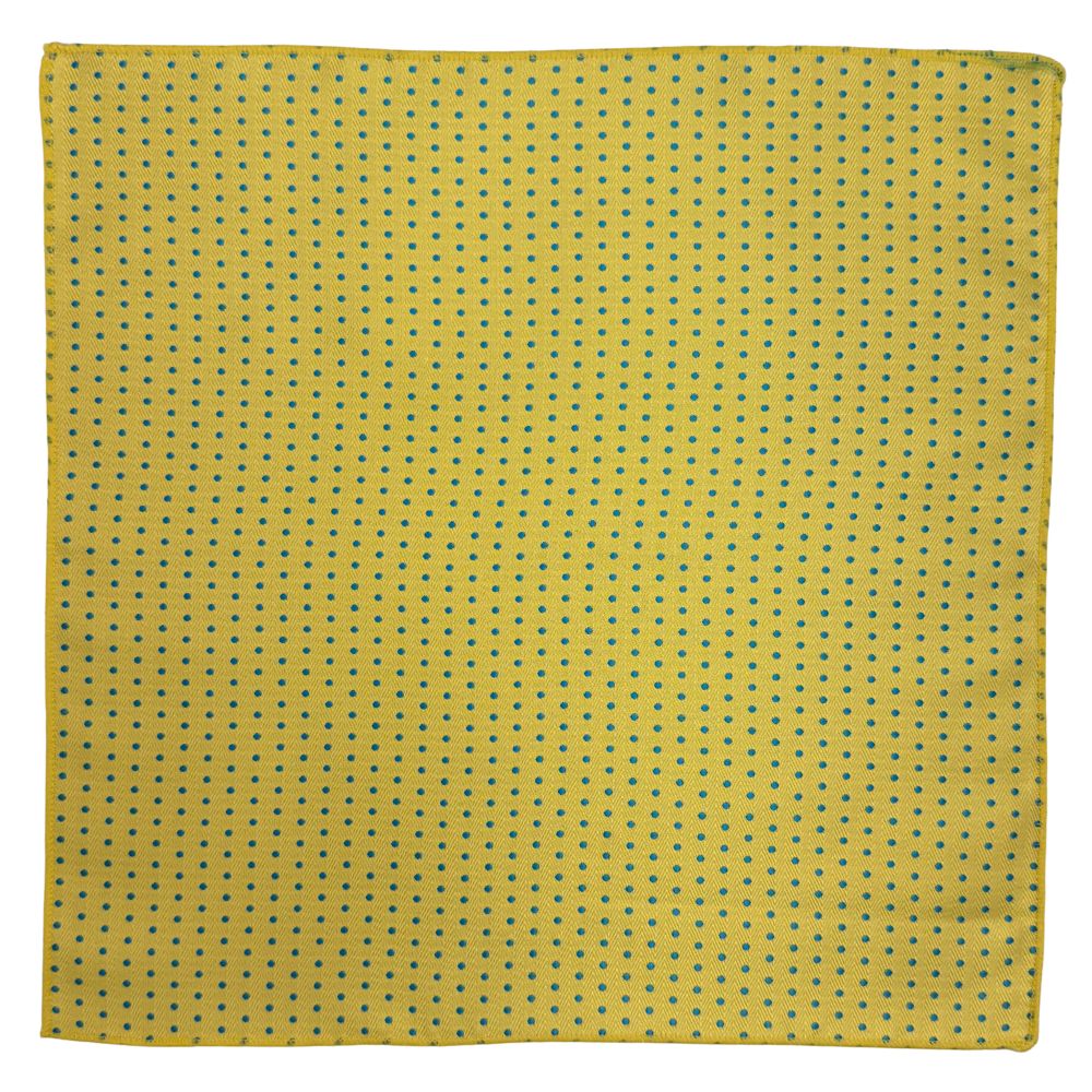 Yellow with Blue Polka Microfiber Necktie and Pocket Square Gift Set for Men