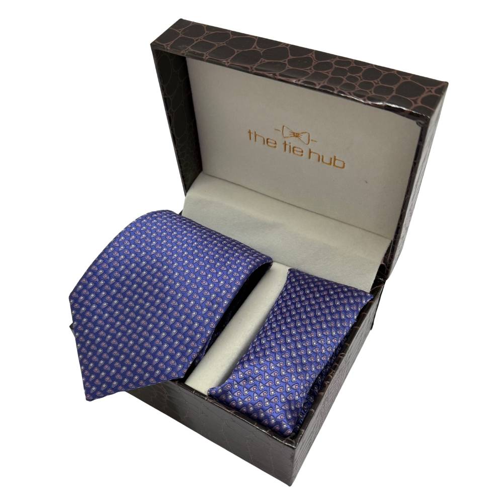 Purple Microfiber Necktie and Pocket Square Gift Set for Men