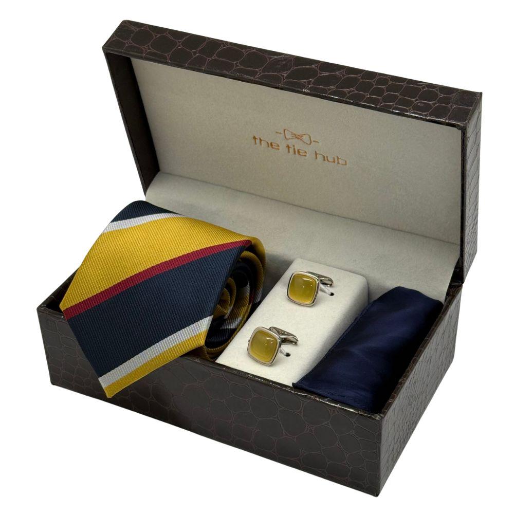 Necktie with Pocket Square and Cufflinks Combo Set for Men