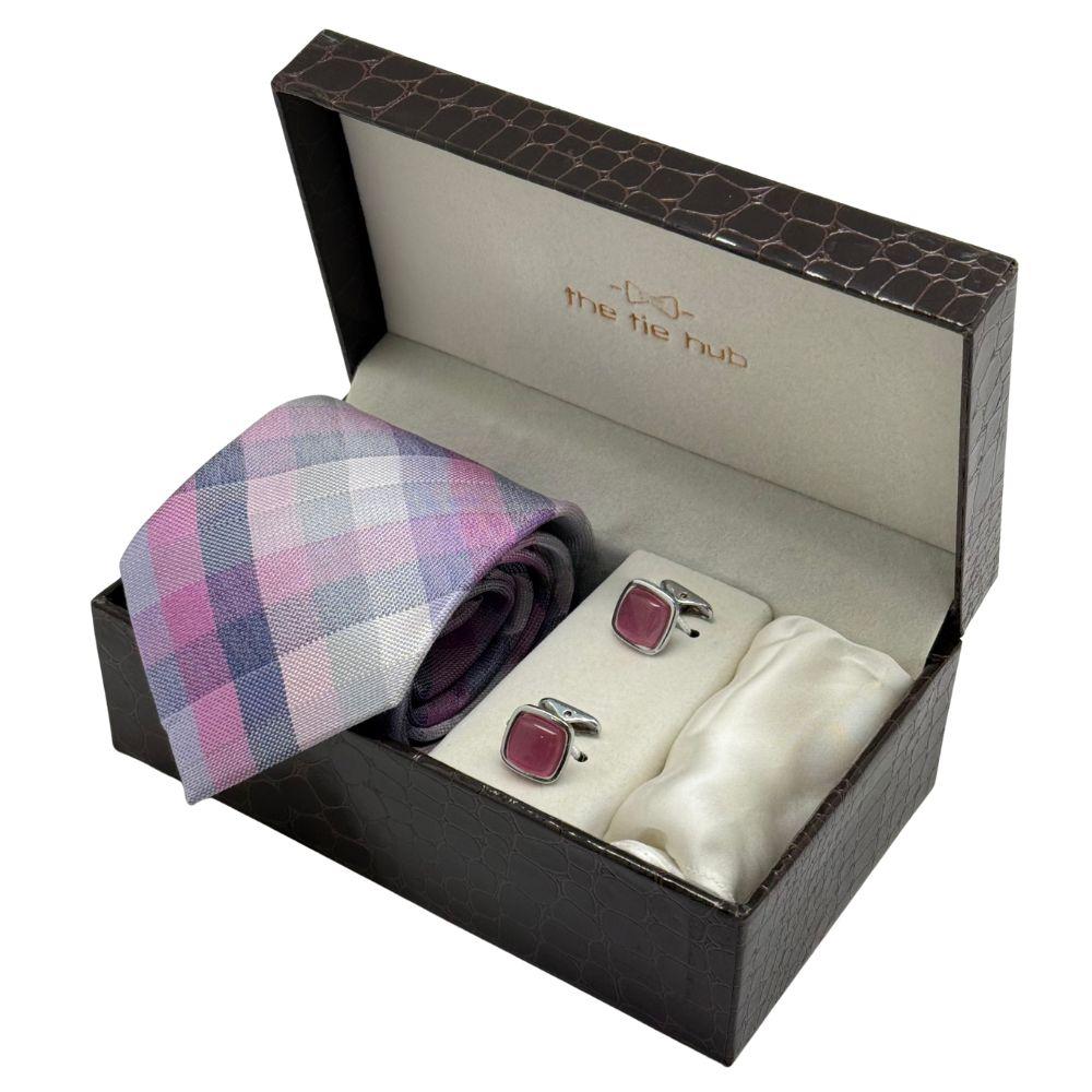 Necktie with Pocket Square and Cufflinks Combo Set for Men