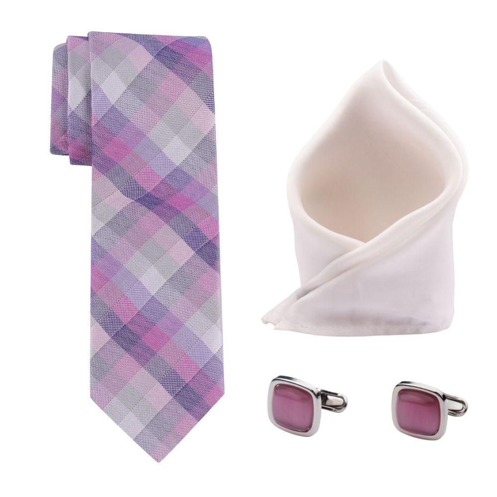 Necktie with Pocket Square and Cufflinks Combo Set for Men