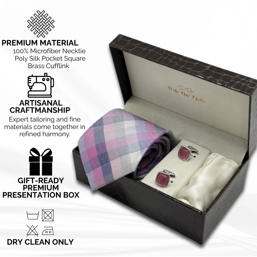 Necktie with Pocket Square and Cufflinks Combo Set for Men