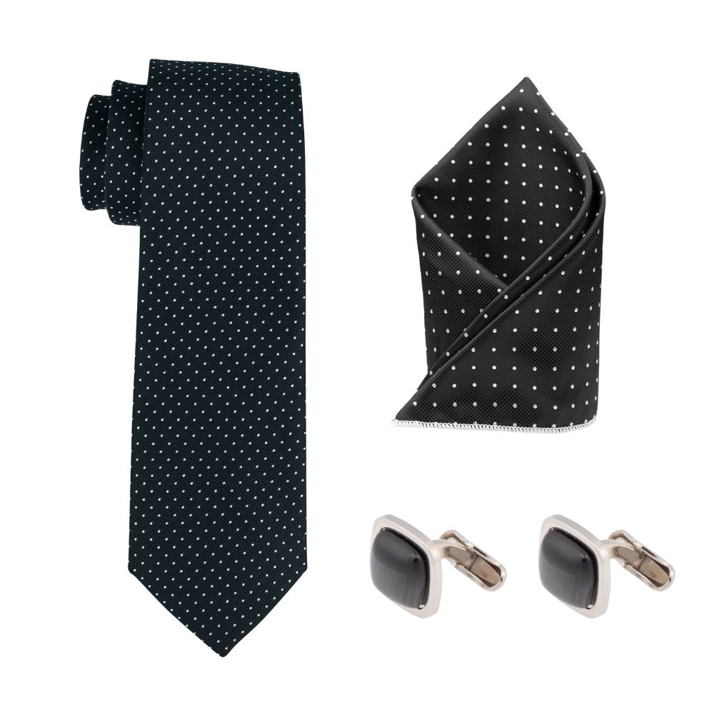 Necktie with Pocket Square and Cufflinks Combo Set for Men