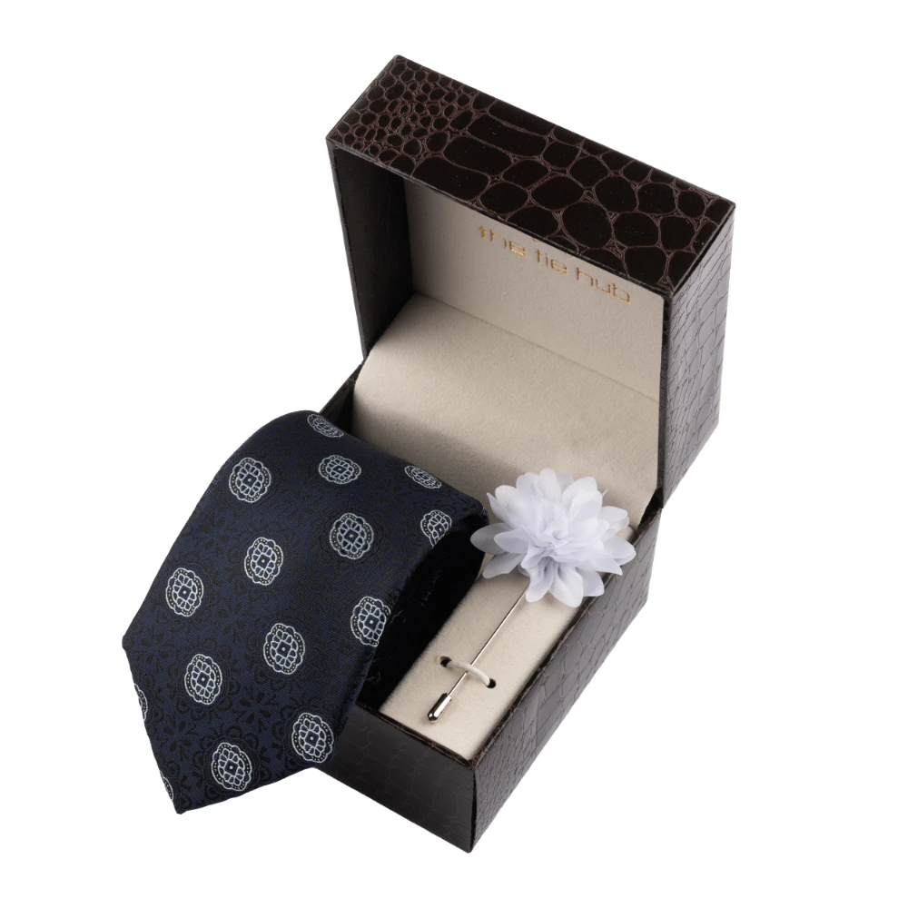 Blue Delisa with Flower Lapel PIn Combo Set for Men