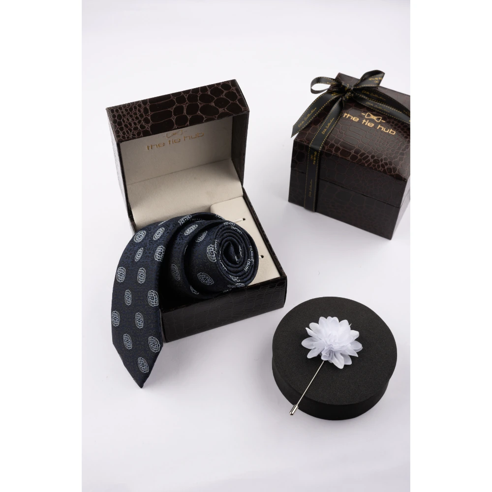 Blue Delisa with Flower Lapel PIn Combo Set for Men