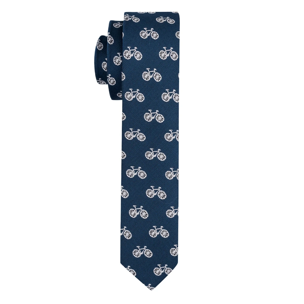 Blue Bicycle Necktie with Pocket Square Combo Set for Men