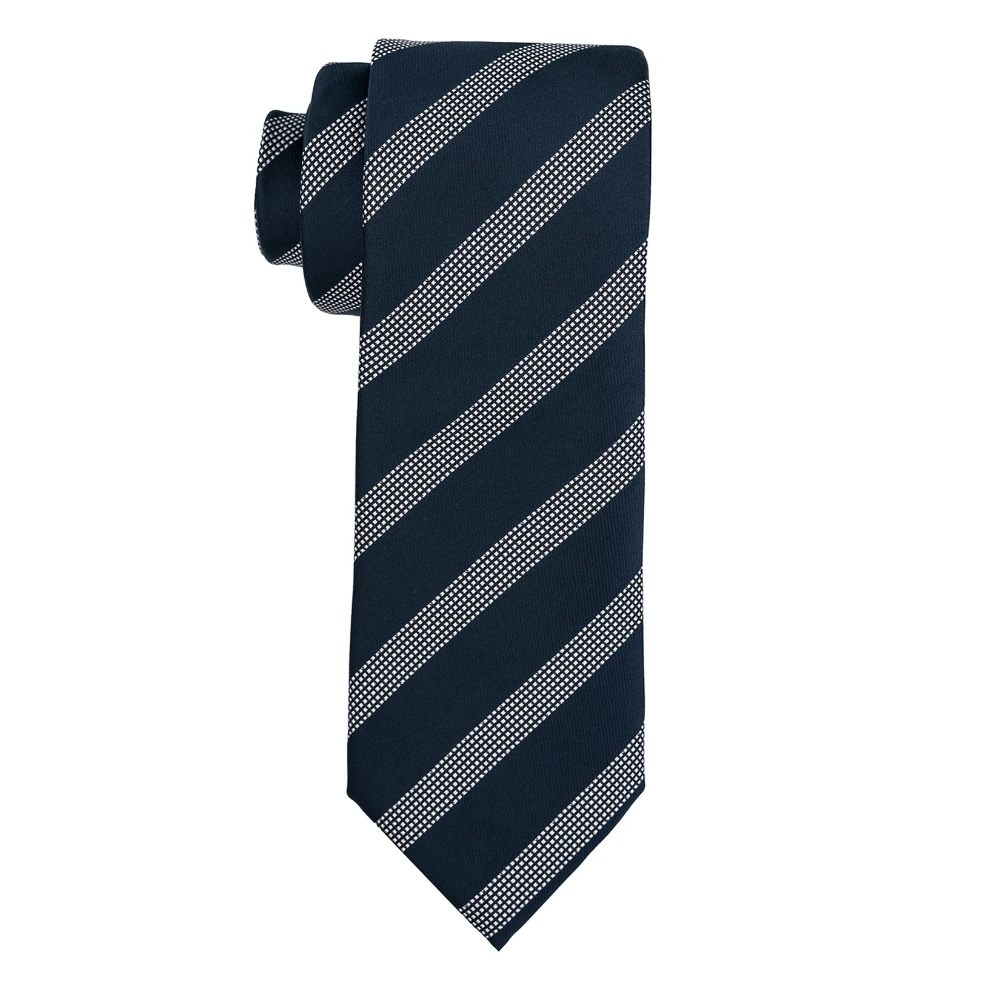 Blue Stripe Necktie with Pocket Square Combo Set for Men
