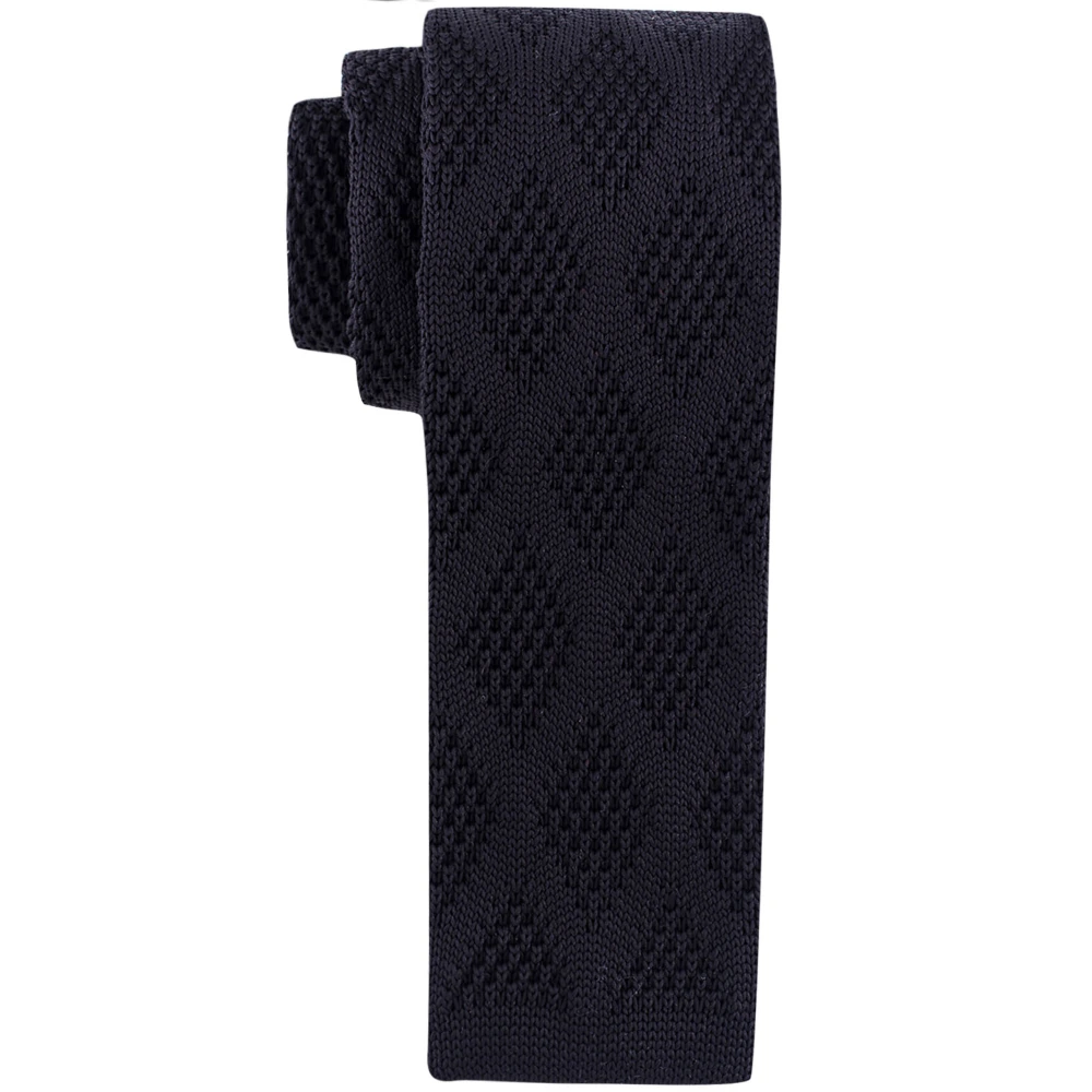 Black Revington Knitted Necktie with Pocket Square Combo Set for Men