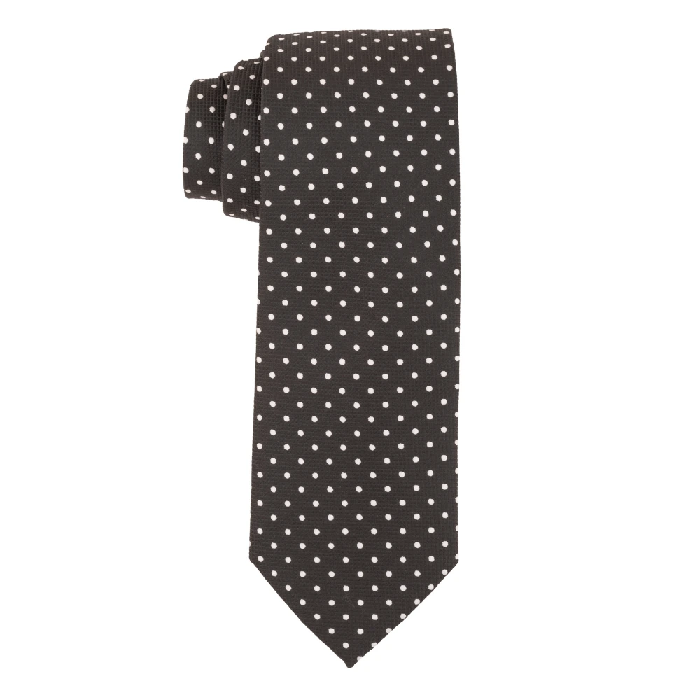 Black Polka Necktie with Pocket Square Combo Set for Men
