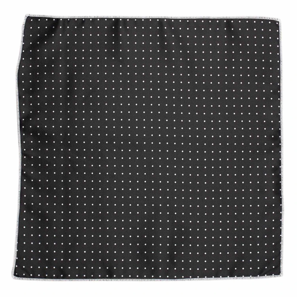 Black Polka Necktie with Pocket Square Combo Set for Men