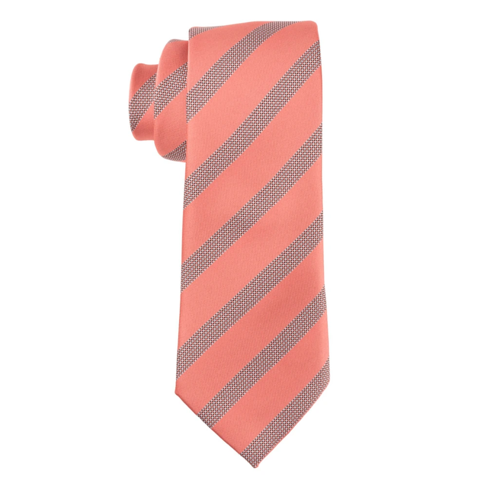 Peach Stripe Necktie with Cufflinks Combo Set for Men