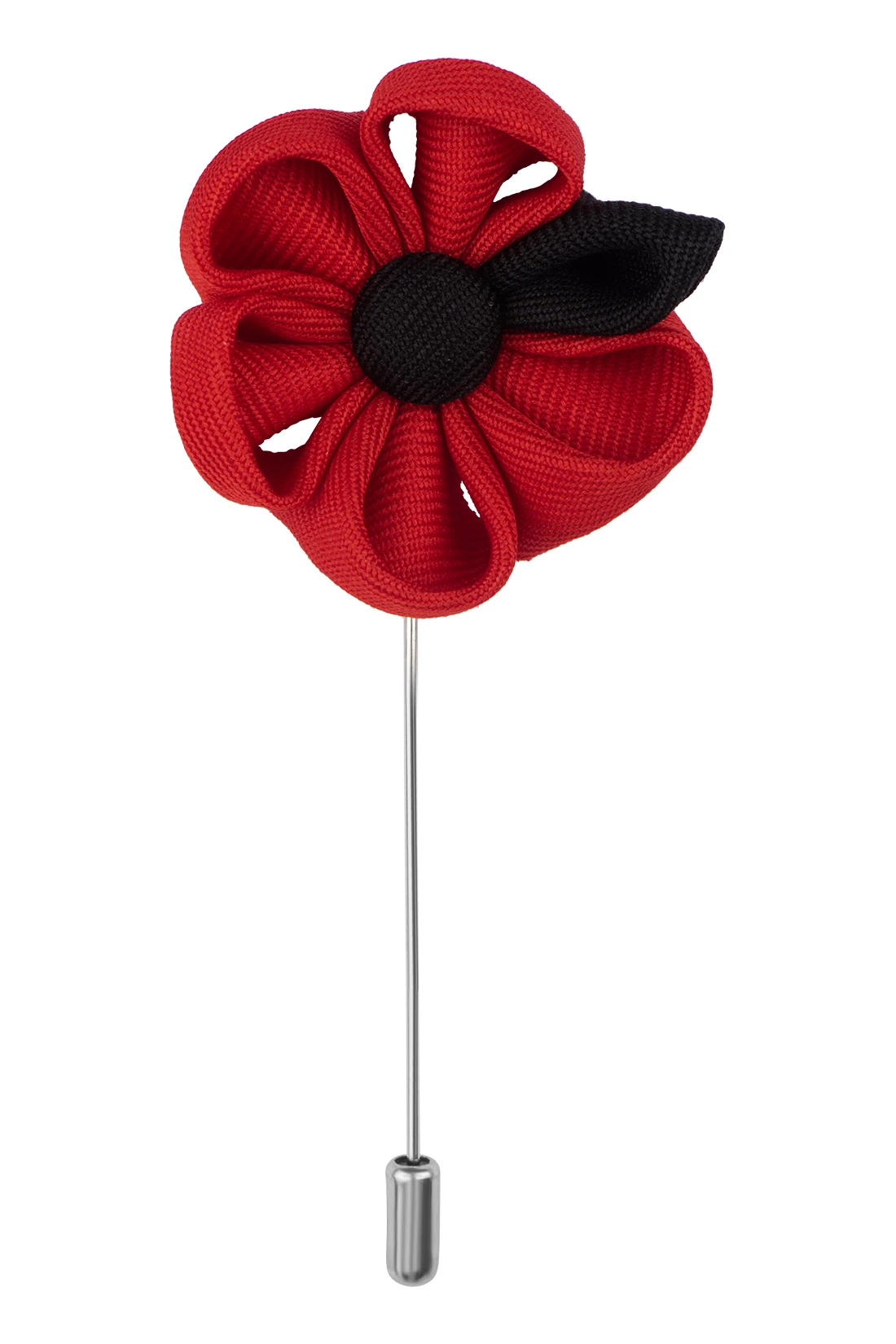 Red Stripe Necktie with Flower Lapel Pin Combo Set for Men