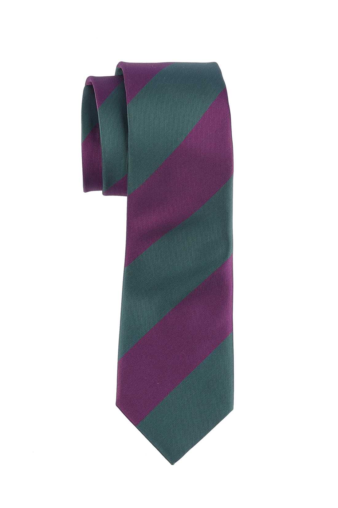 Green with Purple Stripe Microfiber Necktie with Cufflinks Combo Set for Men