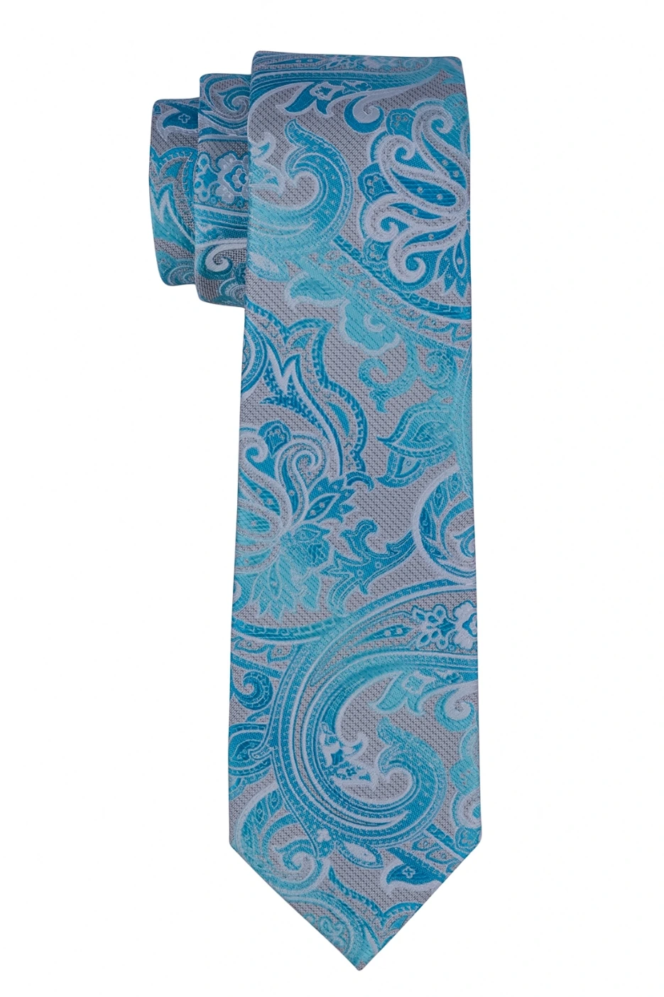 Sea Green Paisley Microfiber Necktie with Cufflinks Combo Set for Men