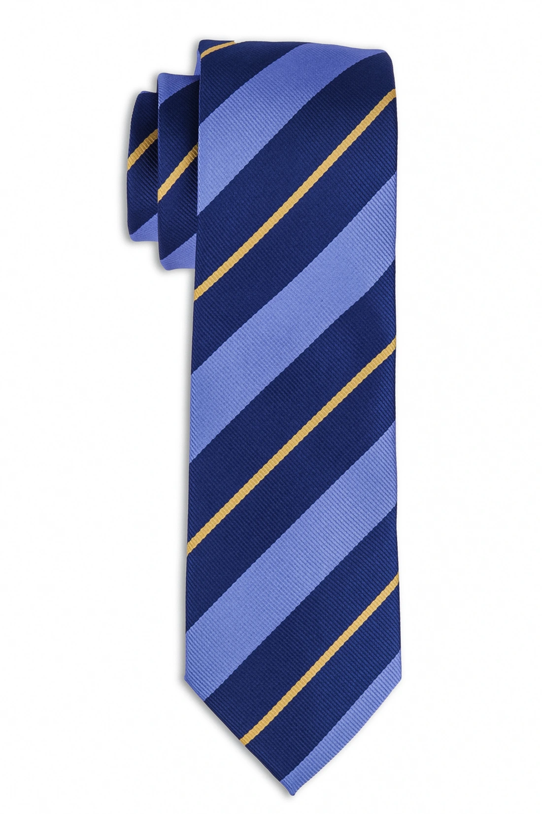 Blue Stripe Microfiber Necktie with Cufflinks Combo Set for Men
