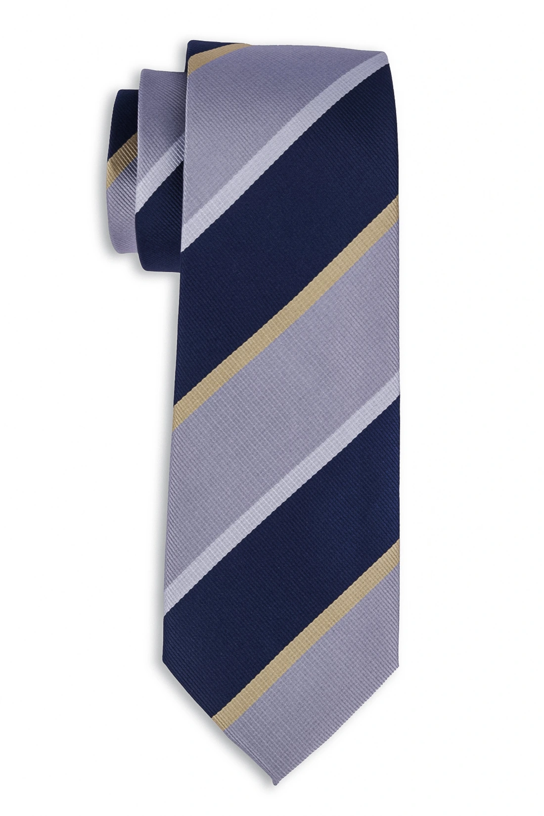 Grey Stripe Microfiber Necktie with Cufflinks Combo Set for Men