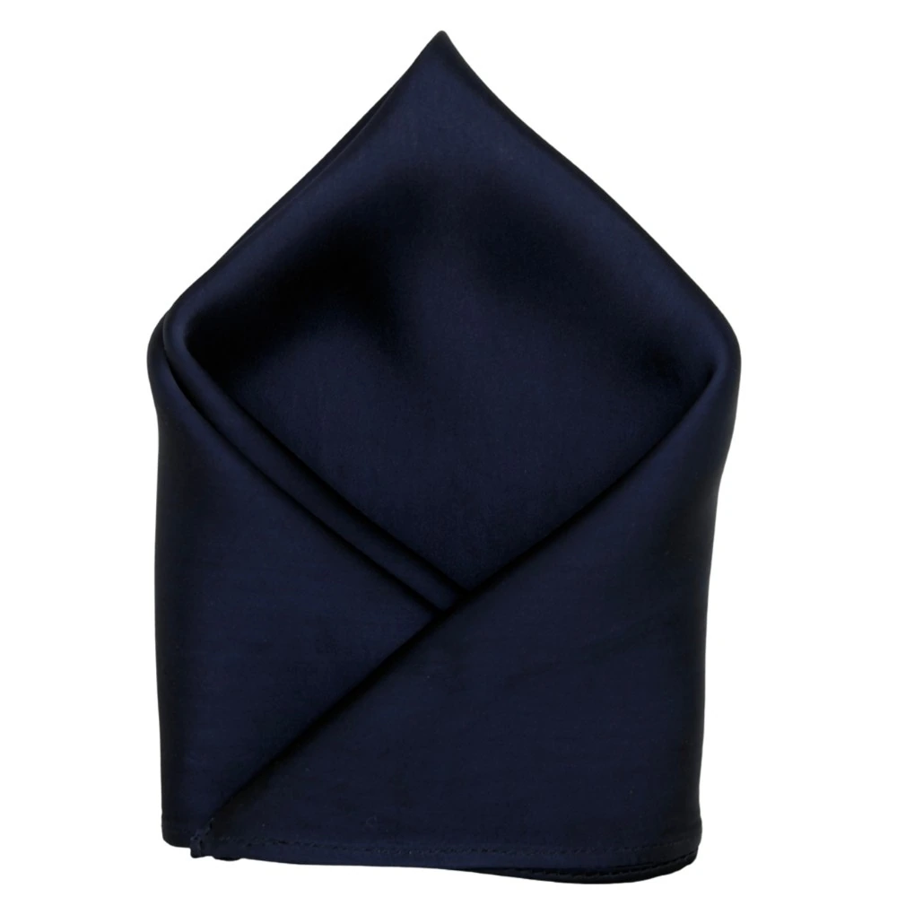 Navy Blue and Yellow Silk Necktie with Navy Blue Pocket Square Combo - Stripe Design for Men