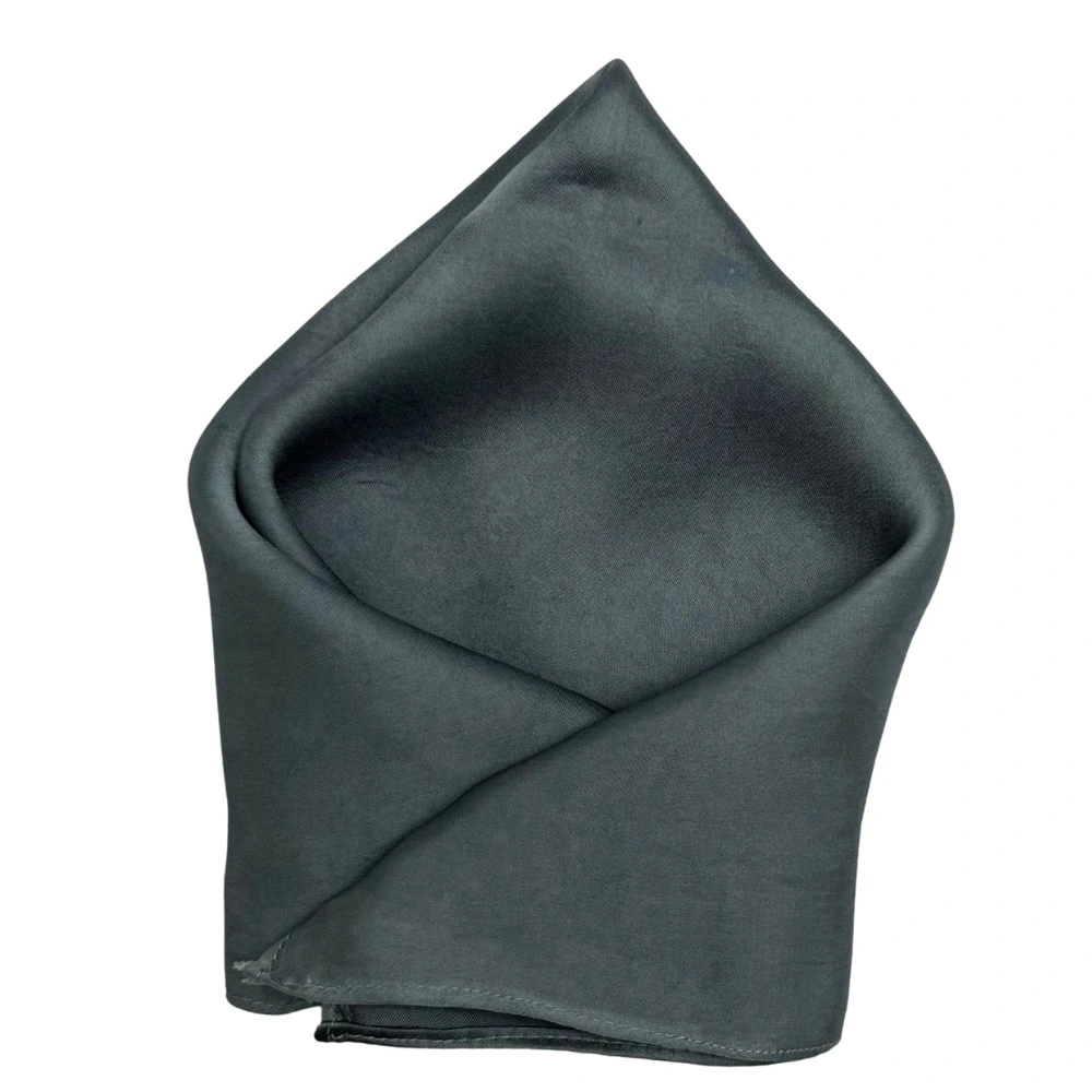 Black Silk Paisley Necktie with Grey Pocket Square Combo for Men