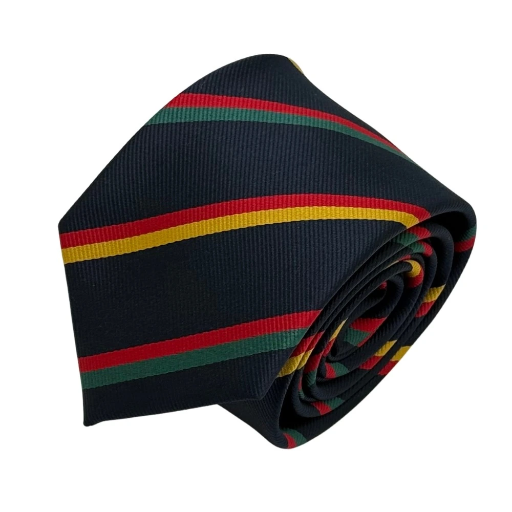 Navy Blue Multicolor Stripes Necktie with Yellow Cufflinks Combo for Men