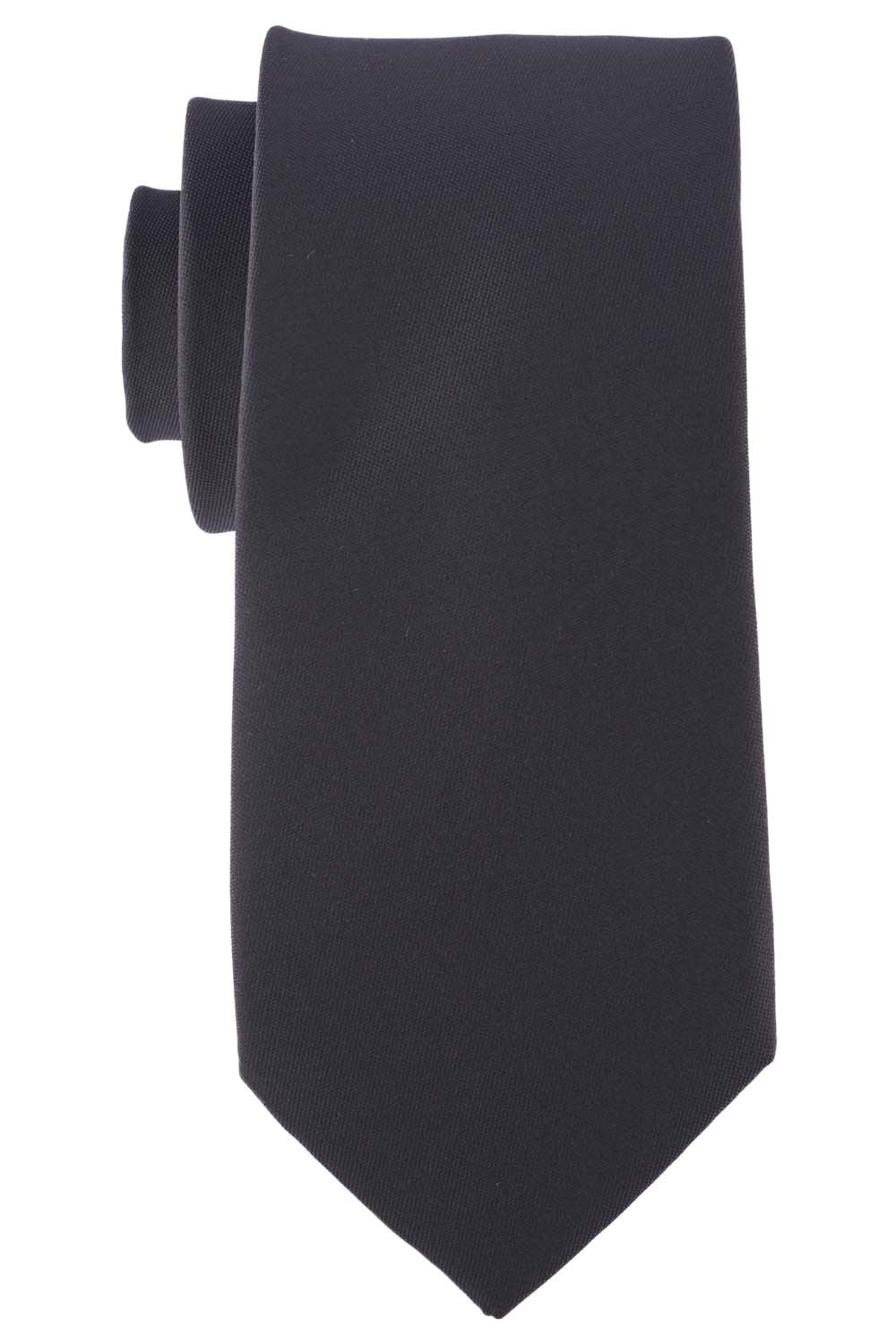 Solid Black Microfiber Necktie with Pocket Square Combo Set for Men