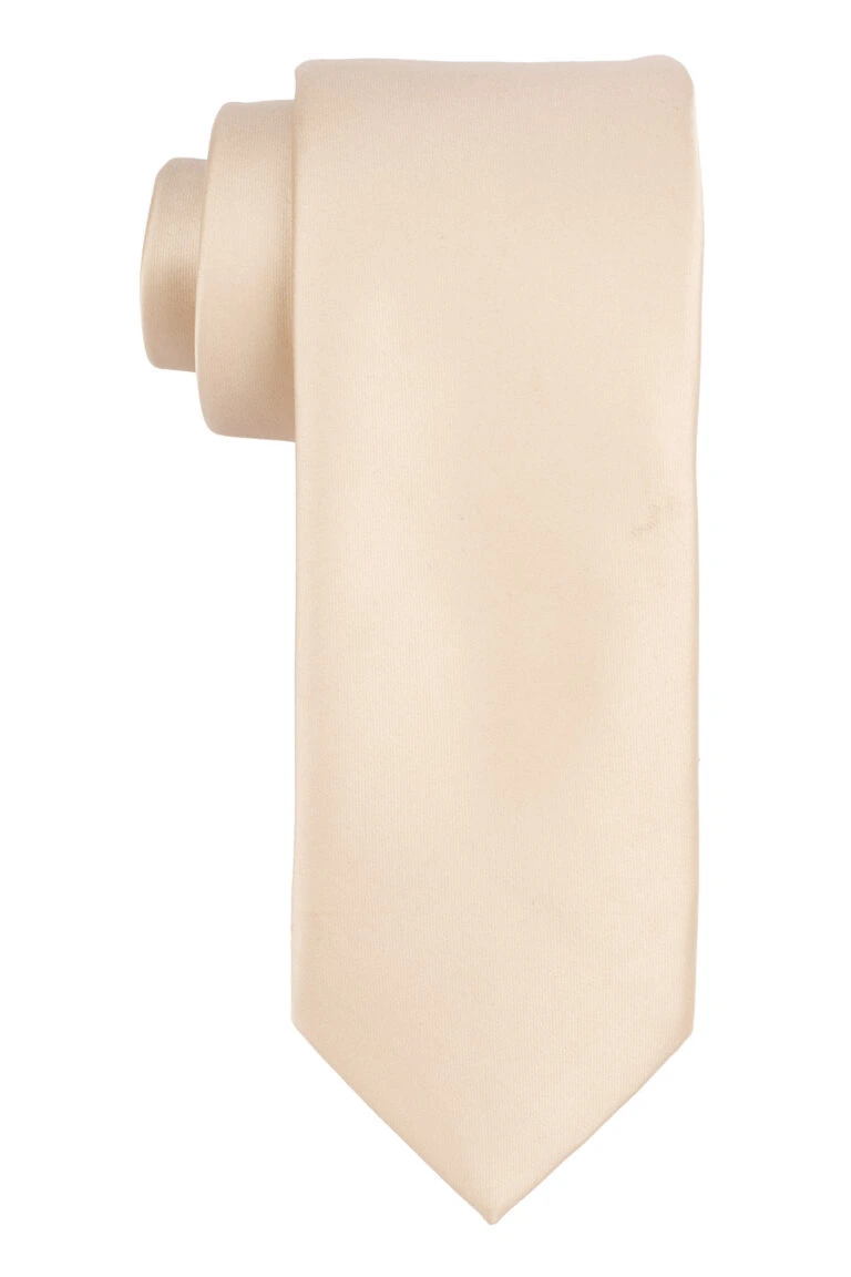 Solid Light Gold Microfiber Necktie with Pocket Square Combo Set for Men