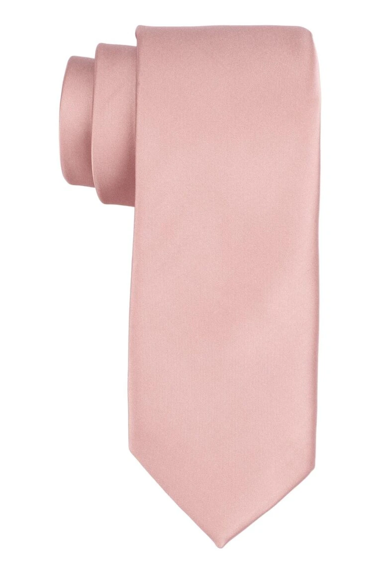 Solid Rose Gold Microfiber Necktie with Pocket Square Combo Set for Men