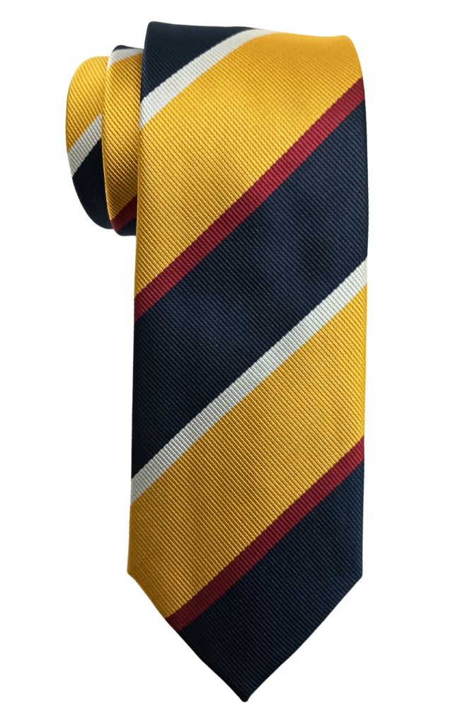Yellow Stripe Microfiber Necktie with Solid Pocket Square Combo Set for Men