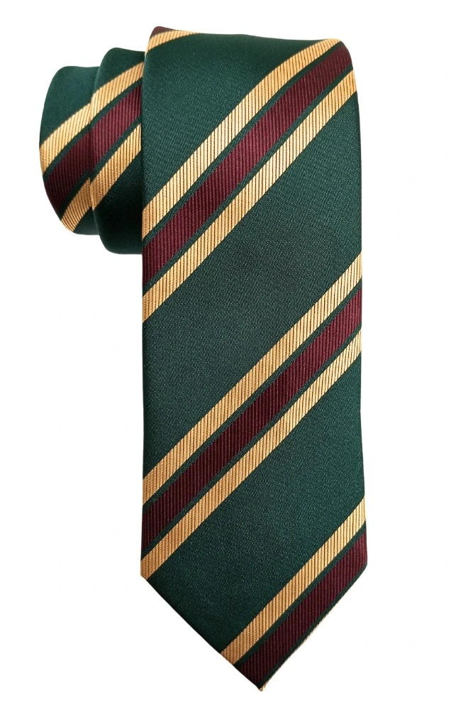 Green Stripe Microfiber Necktie with Solid Pocket Square Combo Set for Men