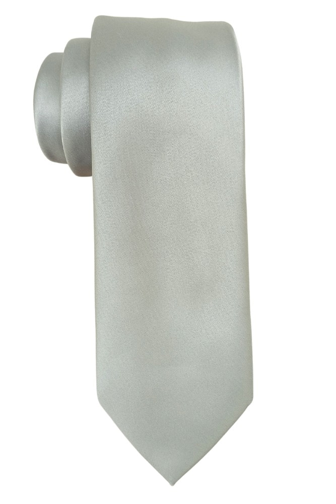 Solid Grey Microfiber Necktie with Pocket Square Combo Set for Men