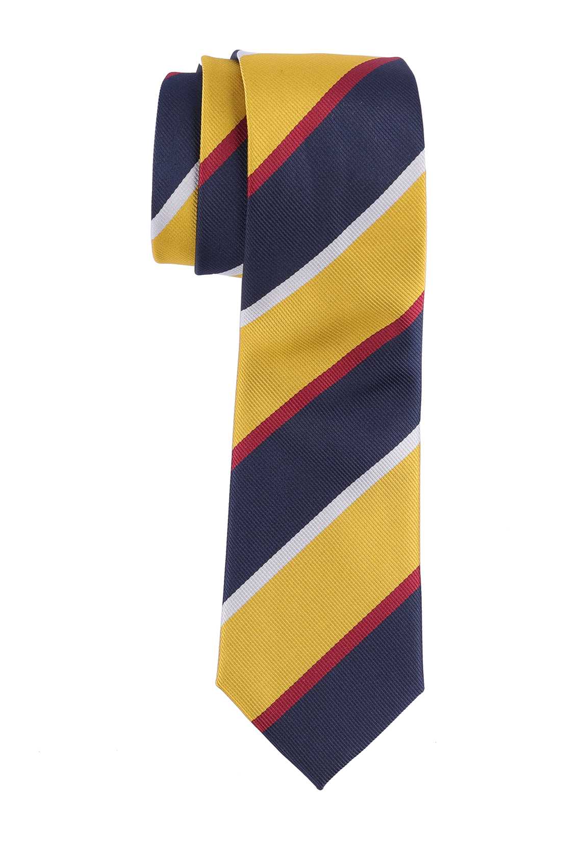 Yellow Stripe Microfiber Necktie with Cufflinks Combo Set for Men
