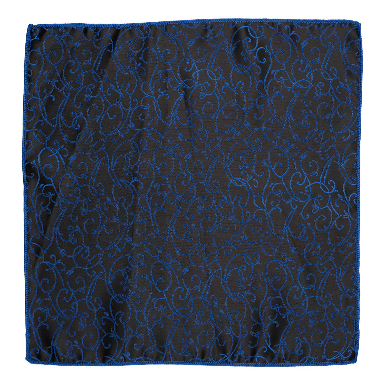 Solid Blue and Black Slim Necktie with Pocket Square Combo Set for Men