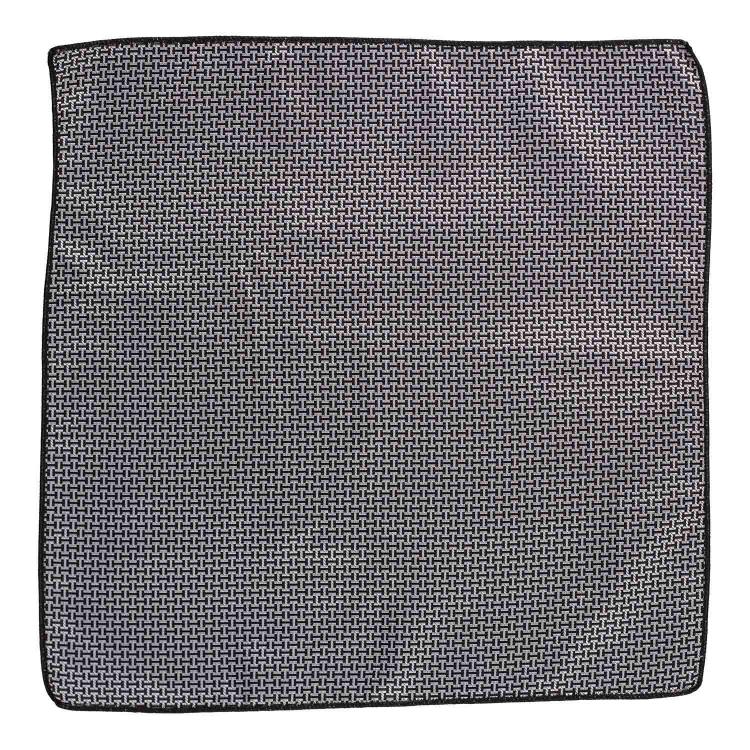 Solid Silver and Black Slim Necktie with Pocket Square Combo Set for Men