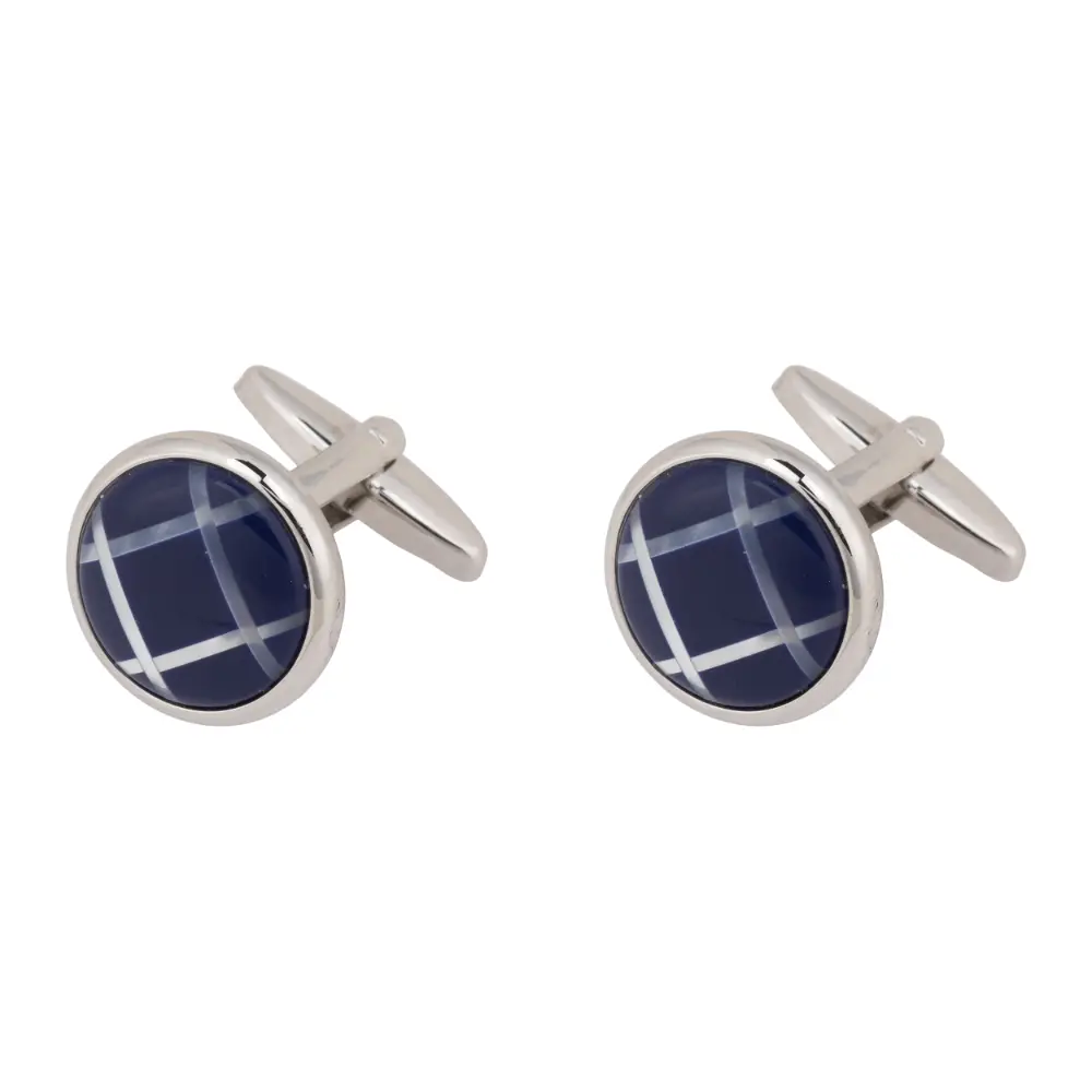 Gift Set - Elegant Light Blue Tie Set with Polka Dot Pocket Square and Dark Blue Cufflinks for Men
