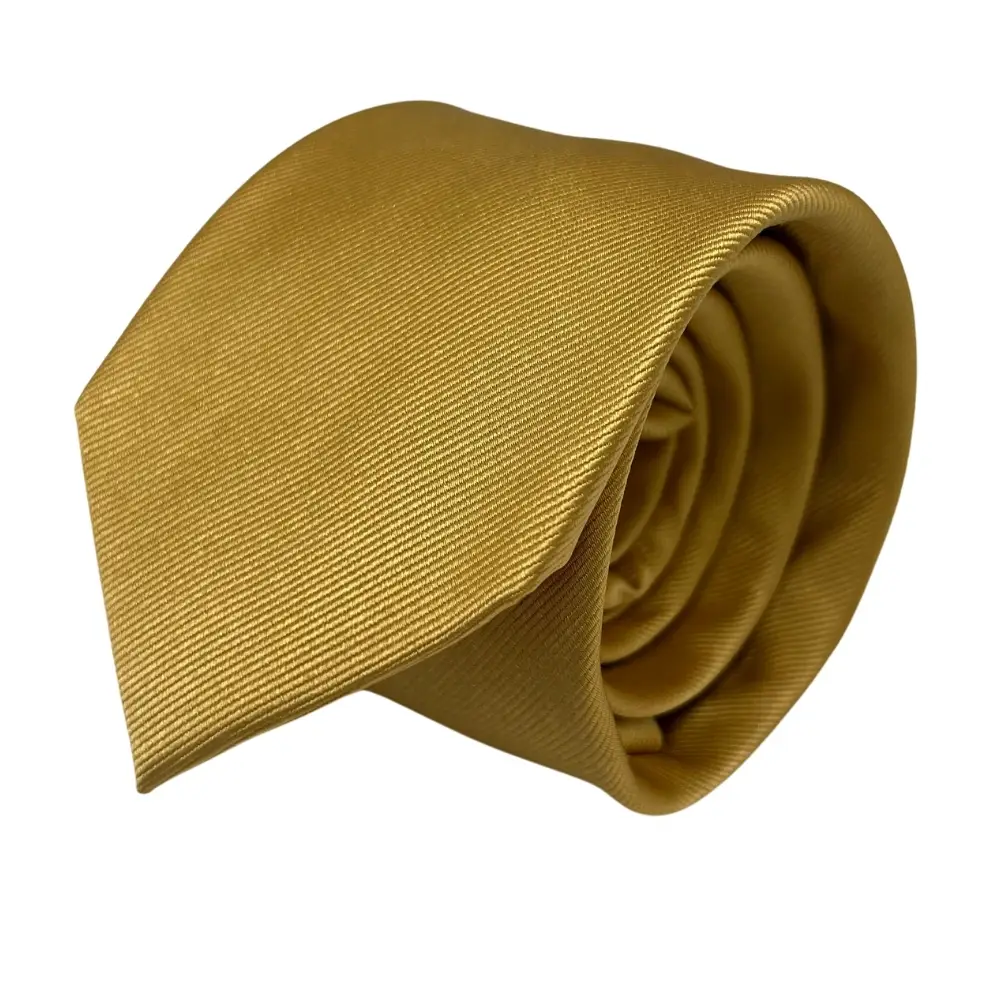 Gift Set - Elegant Gold Tie Set with Yellow Paisley Pocket Square and Mother of Pearl Cufflinks for Men
