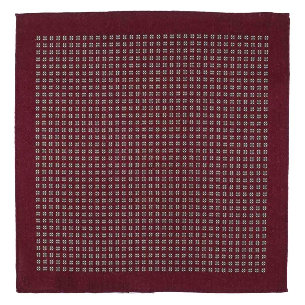 Gift Set - Classic Red Tie and Burgundy Pocket Square Set with Mother of Pearl Cufflinks for Men