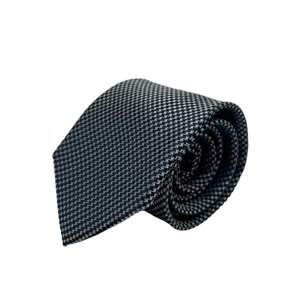Gift Set - Elegant Navy Blue Silk Necktie Set with Gunmetal Cufflinks and Pocket Square for Men