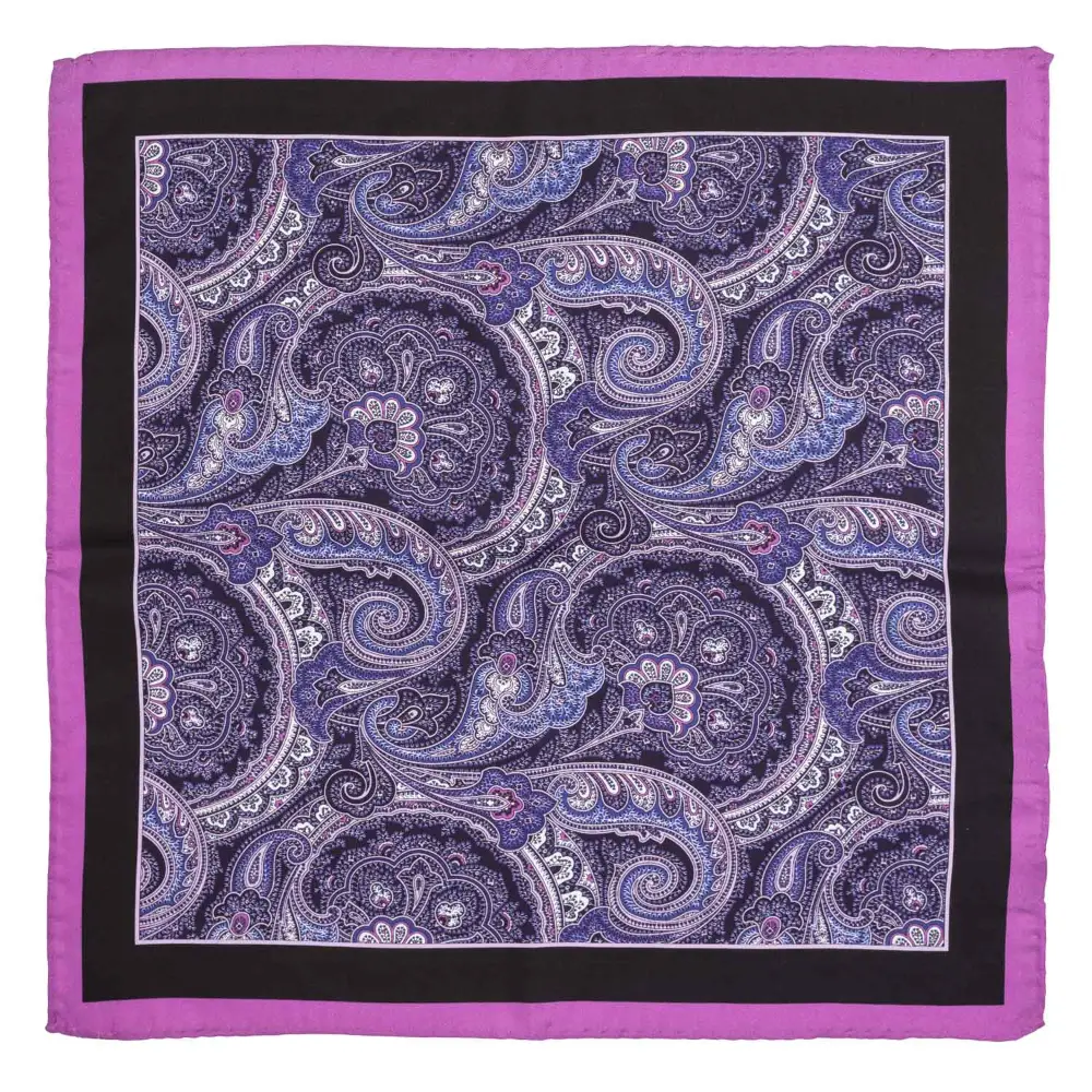 Gift Set - Purple Silk Necktie, Brass Cufflinks, and Silk Pocket Square for Men