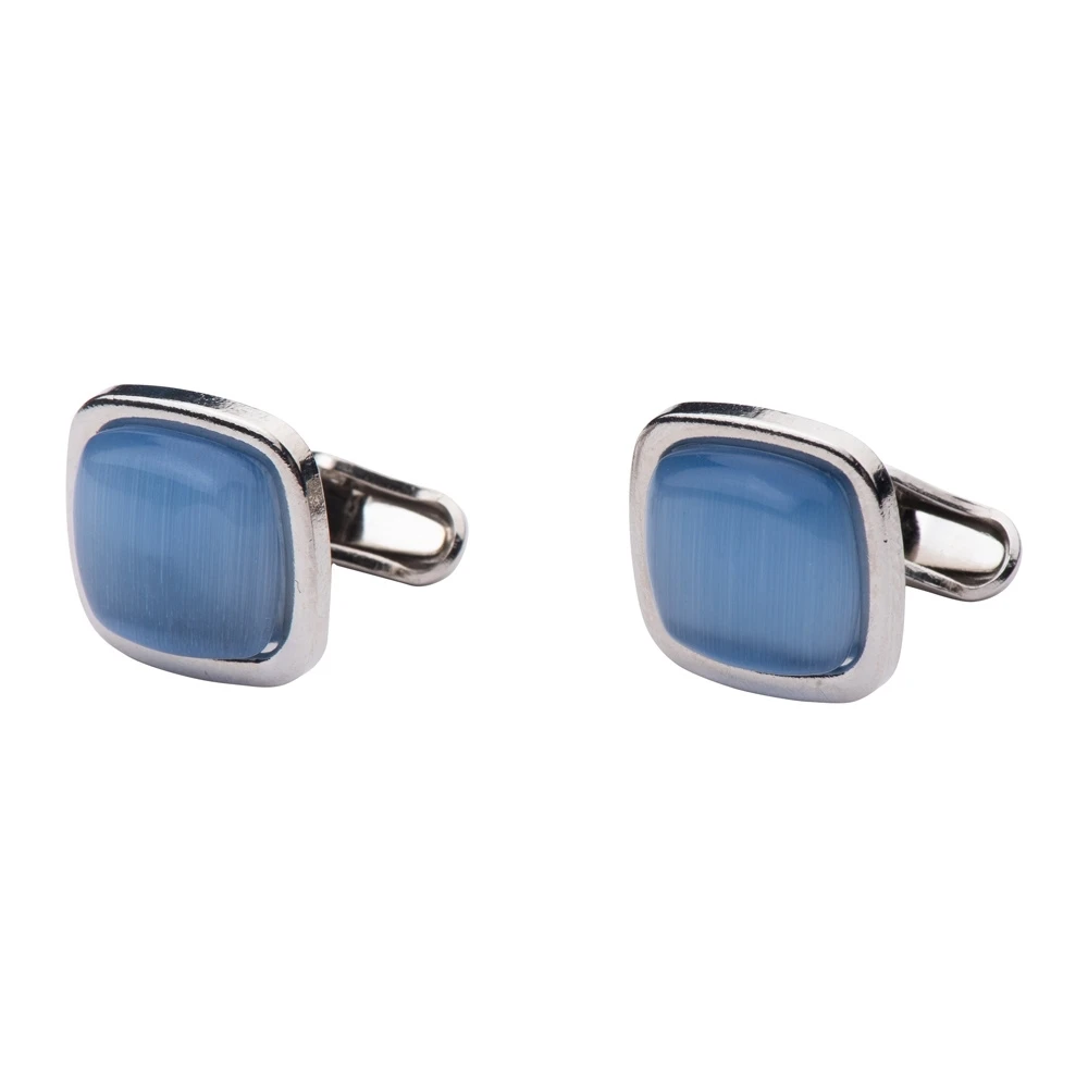 Navy Blue and Sky Blue Silk Necktie with Blue Cufflinks Combo for Men