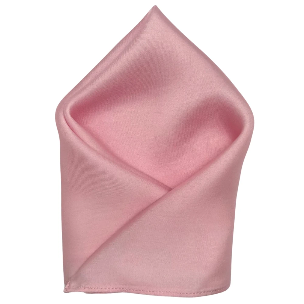 Pink Necktie with Pink Grid Cufflinks and Baby Pink Pocket Square Combo for Men