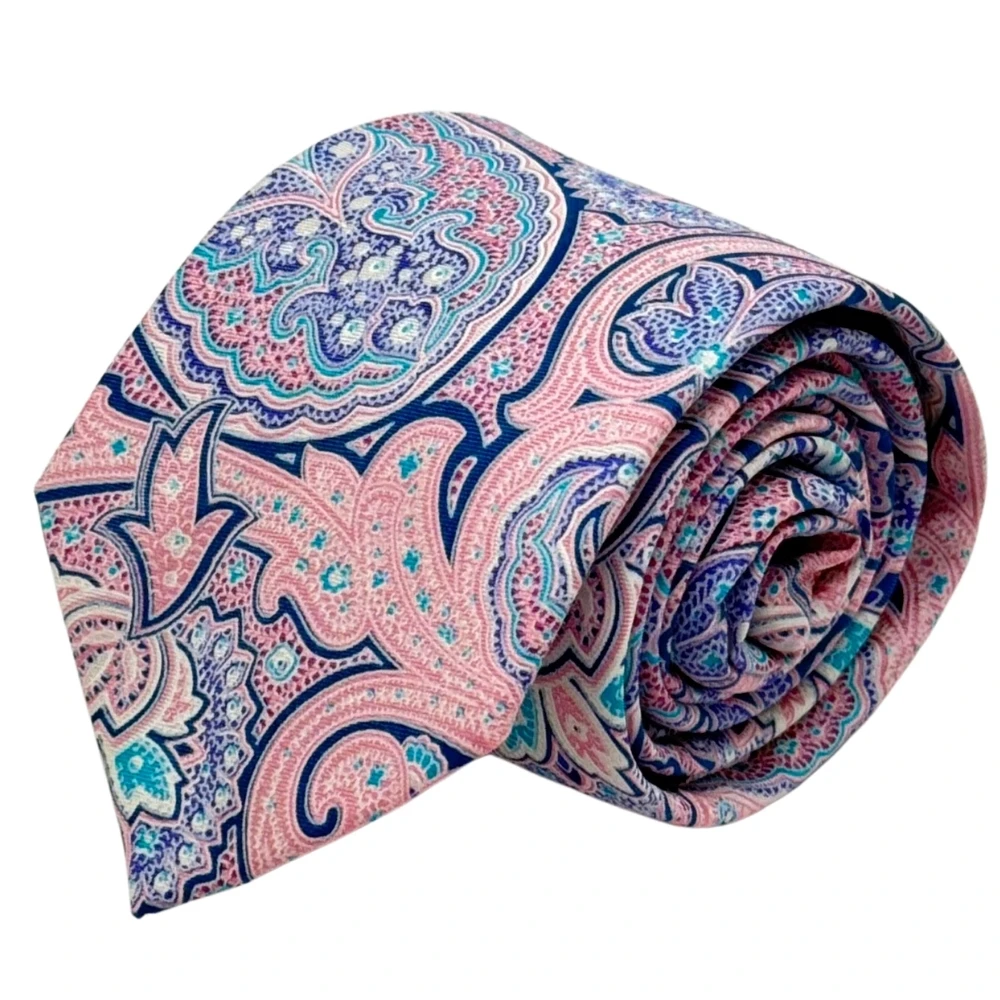 Pink Necktie with Pink Grid Cufflinks and Baby Pink Pocket Square Combo for Men