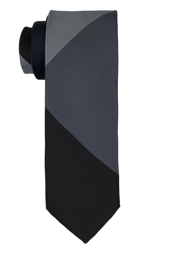 Grey with Black Necktie with Pocket Square and Cufflinks Gift Set for Men