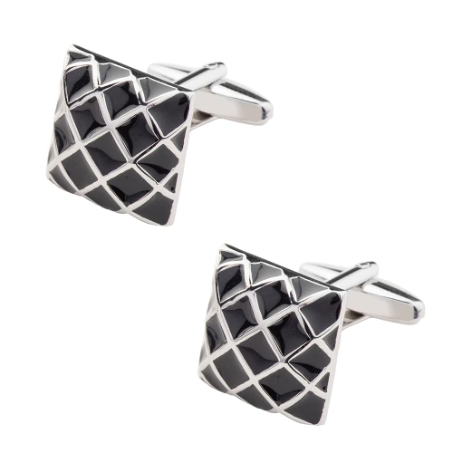 Black Necktie with Pocket Square and Cufflink Gift Set for Men