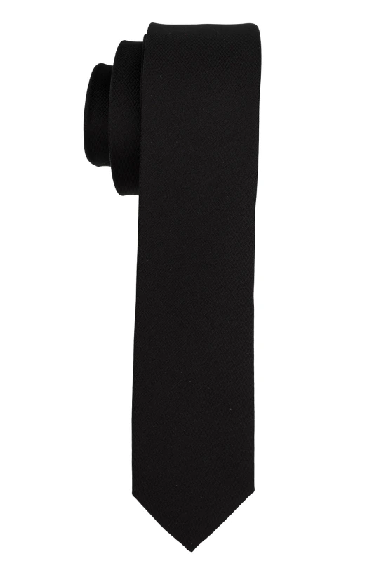 Solid Black Necktie with Pocket Square and Cufflink Gift Set for Men