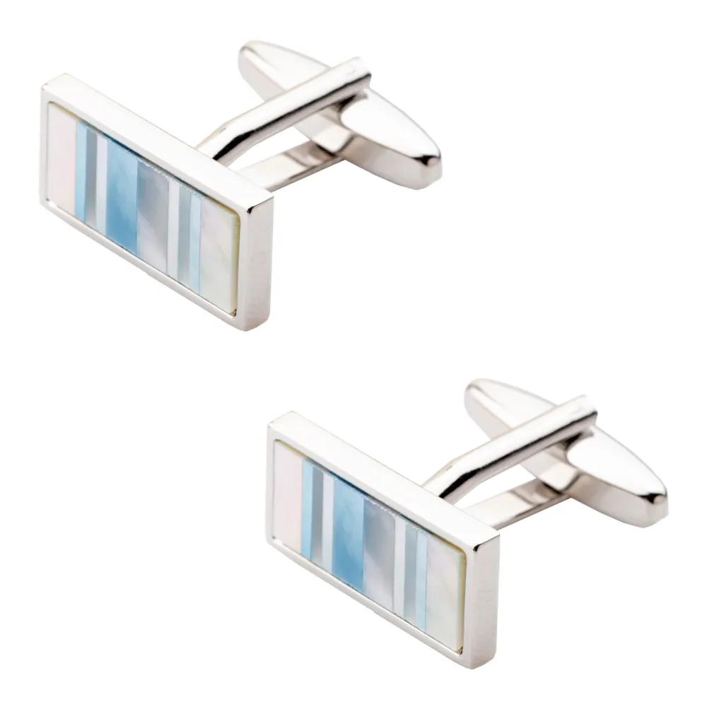 Brown Silk Necktie and Mother of Pearl Brass Cufflinks Gift Set - Premium Men's Accessory Combo for Men