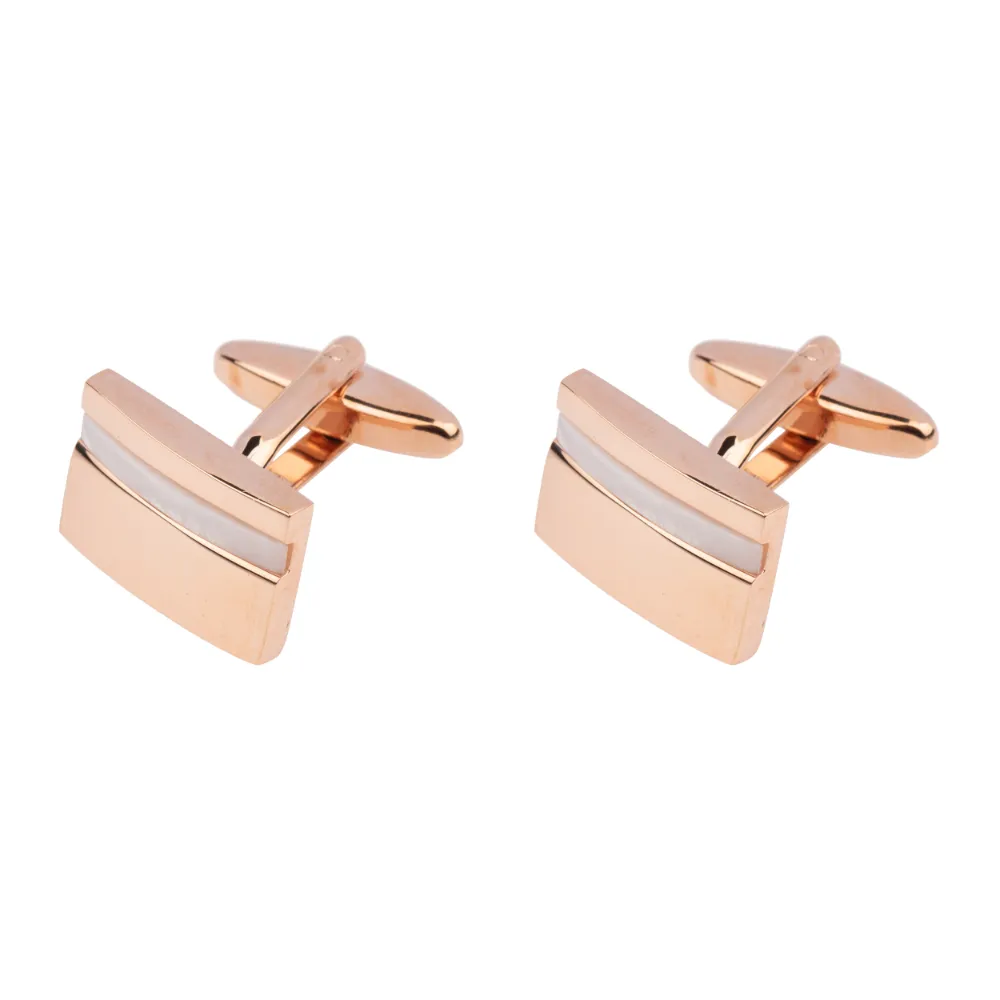 Rust Silk Necktie and Rose Gold Brass Cufflinks Gift Set - Premium Men's Accessory Combo for Men